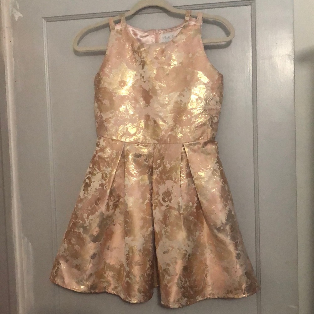 EUC Girl’s Sz 12 blush pink, peach, gold dress
